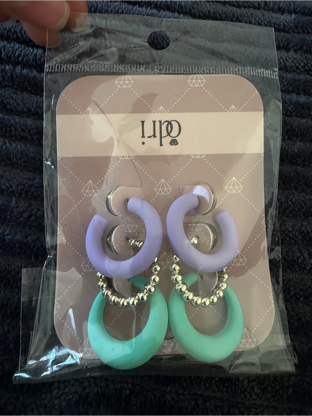 Lavender & Mint Double Hoop Drop Earrings - Women Accessories